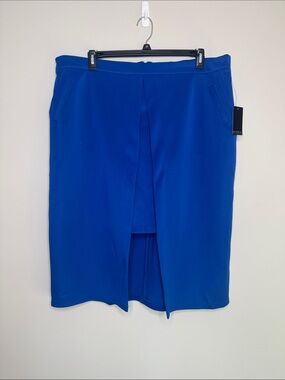 ELOQUII Blue Women's Front-Slit Pencil Skirt Size 22